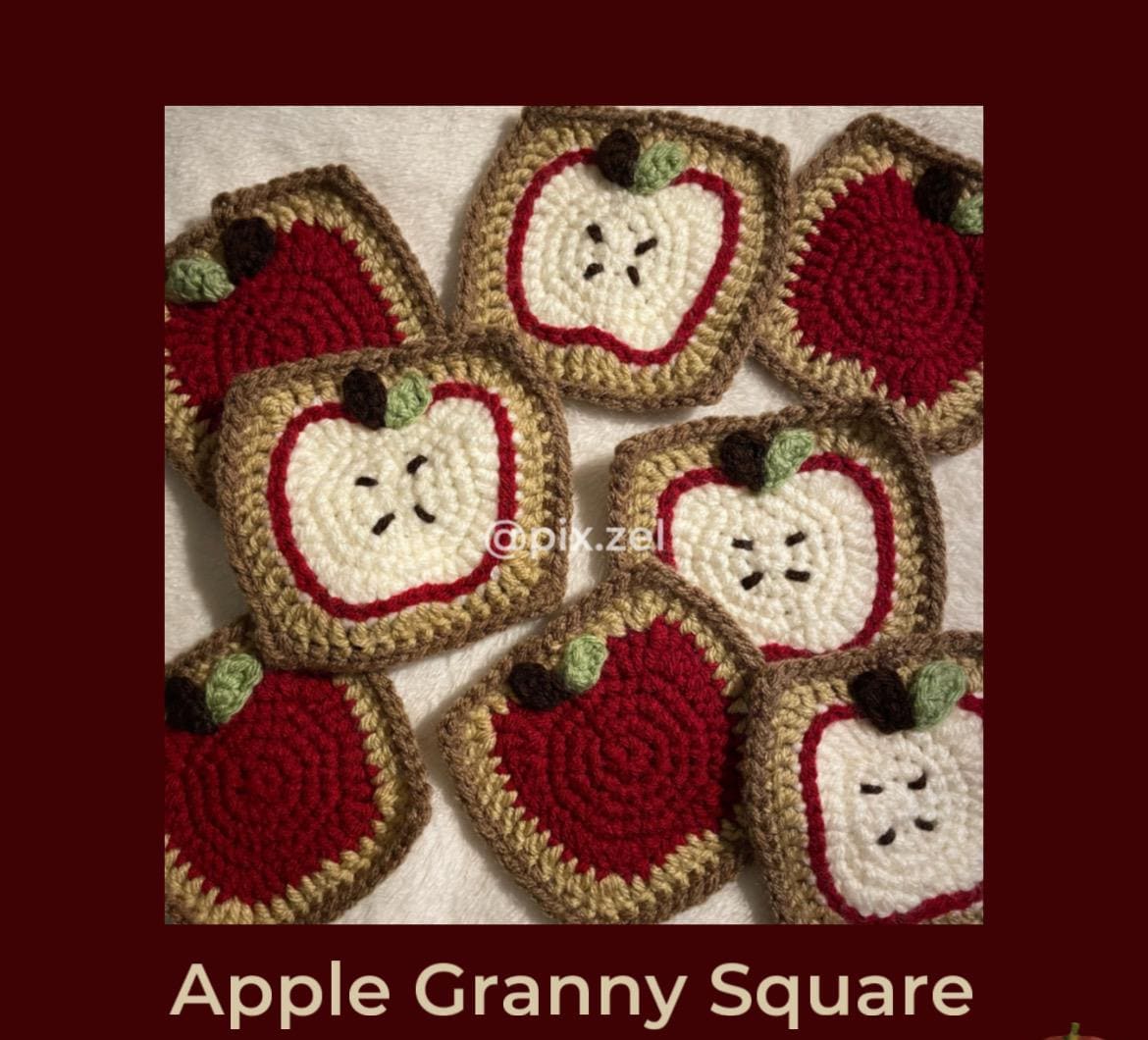 ❤️apple❤️ バッグ ショルダー グラニー Apple Granny Square | Crochet Apple Keychain | Bag Accessory
