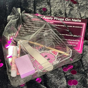 Press On Nail Prep Kit | Extra Application Kit with Glue, File, Cuticle Pusher, Tabs, Stickers & Alcohol Wipe
