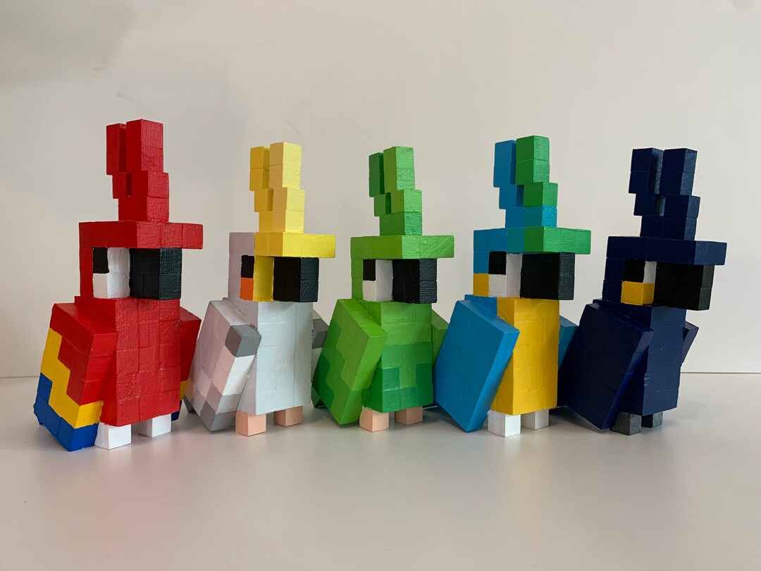 Wooden Minecraft Parrot Figurines Etsy