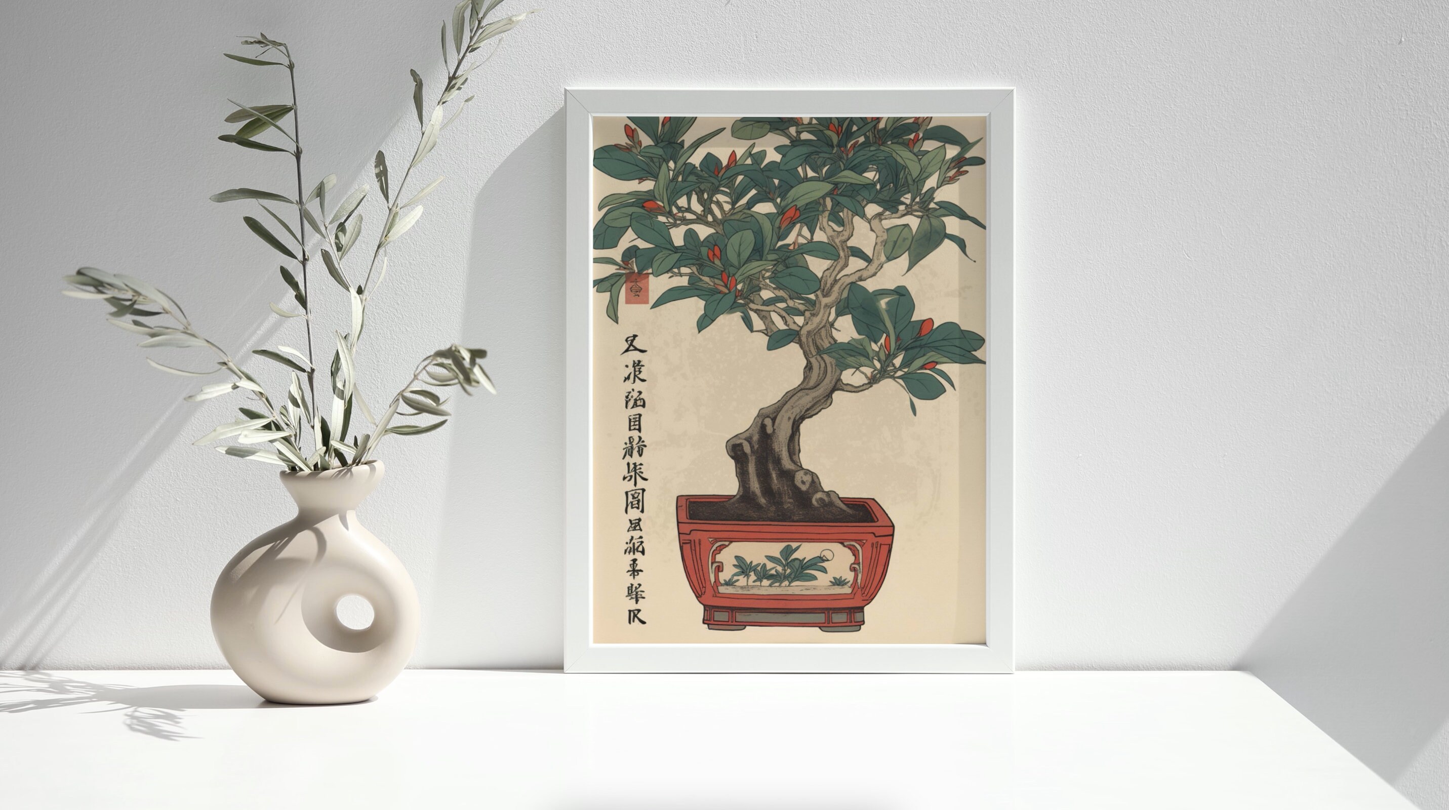 絵画 bonsai Bonsai Tree & Red Sun Japanese Art Print – HypeSheriff