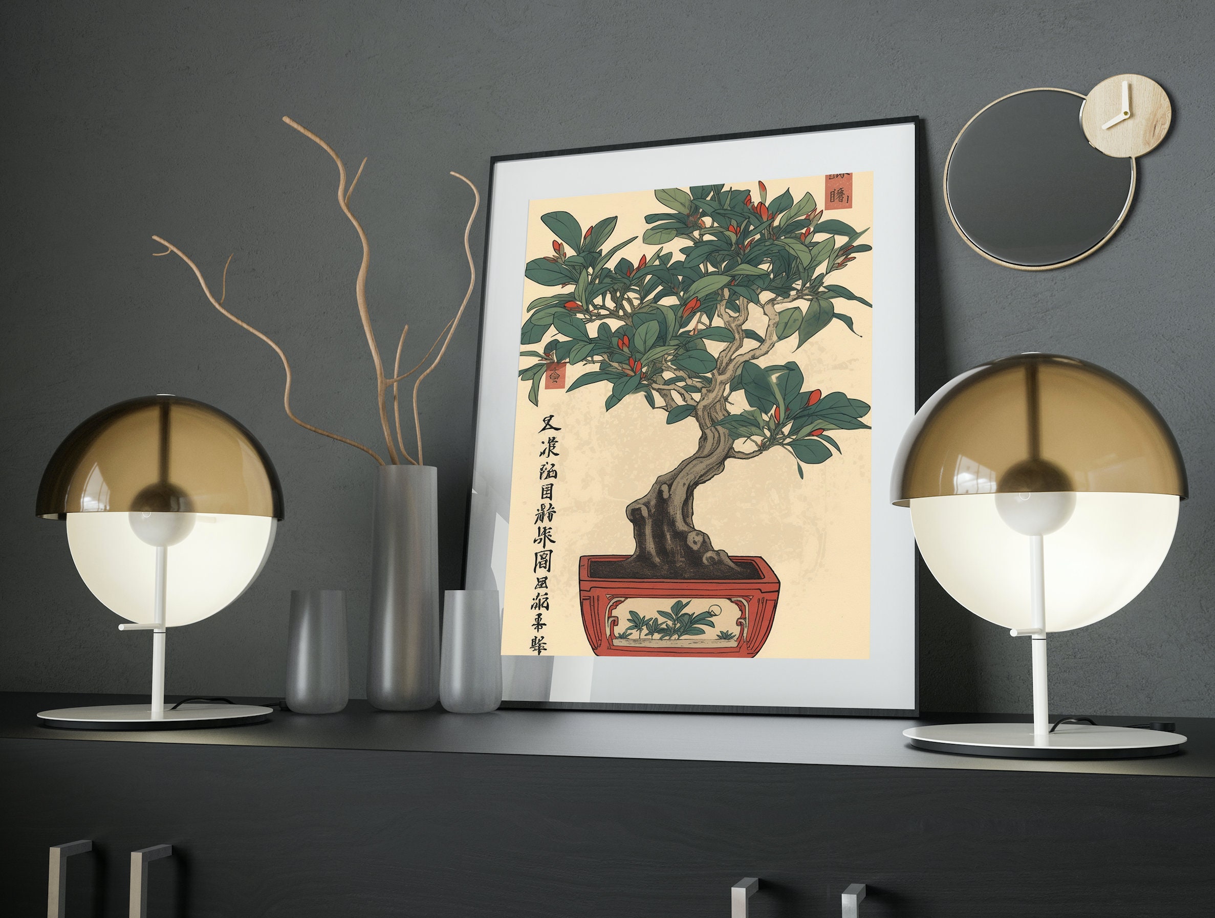 Red Bud Bonsai | INSTANT DOWNLOAD Japanese Digital Print