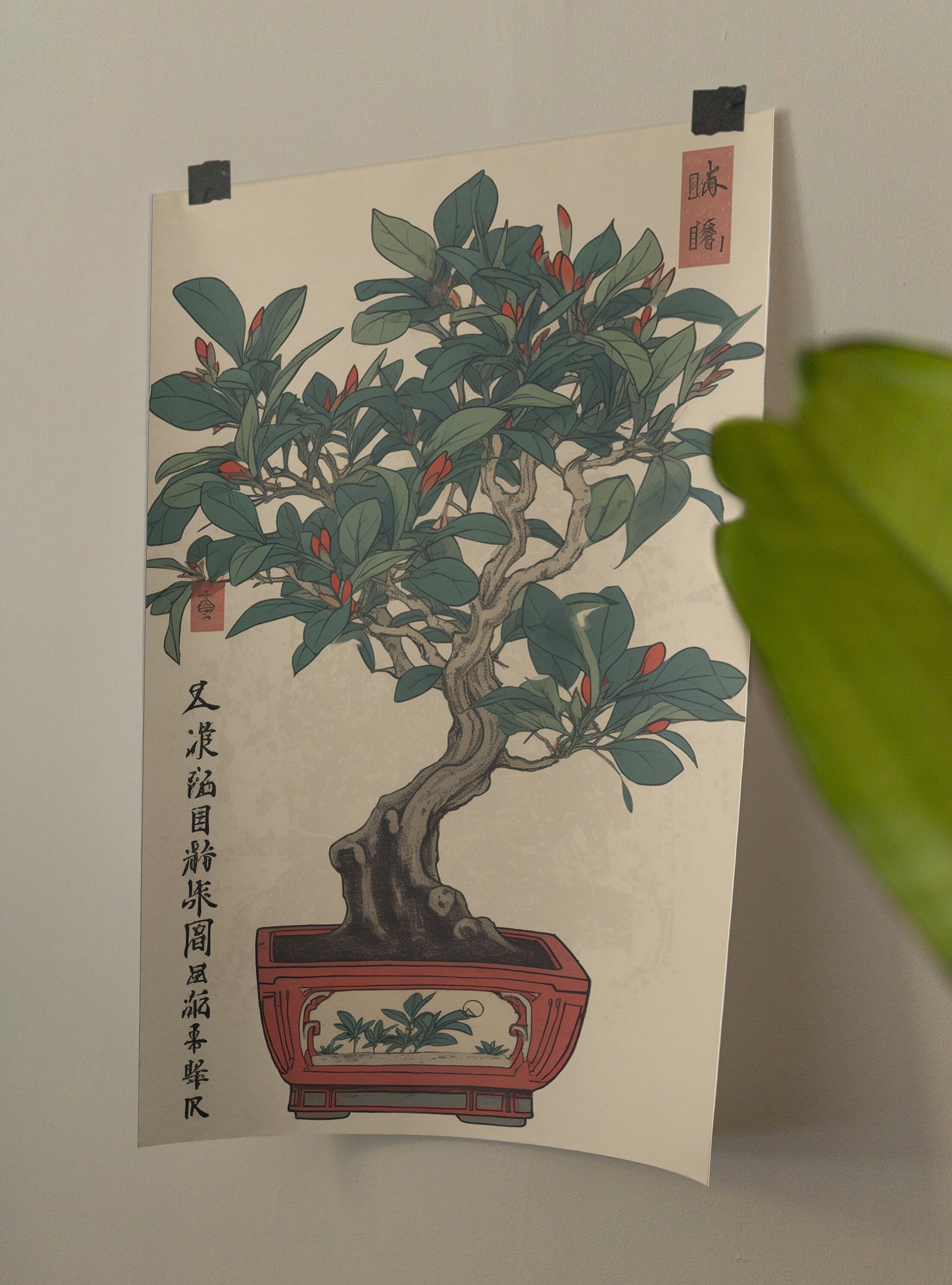 絵画 bonsai Bonsai Tree & Red Sun Japanese Art Print – HypeSheriff