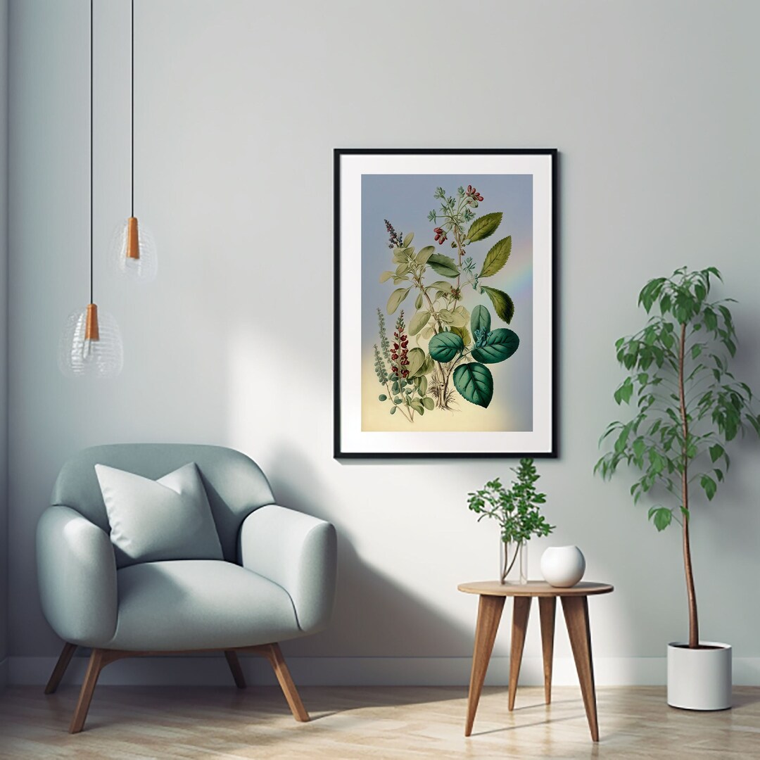 Digital, Printable Artwork, Colourful Wall Art, Vintage Botanical ...