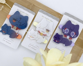 Star Rail / Genshin Acrylic Hair Clips (Scarameow, Jing Yuan, Blade)
