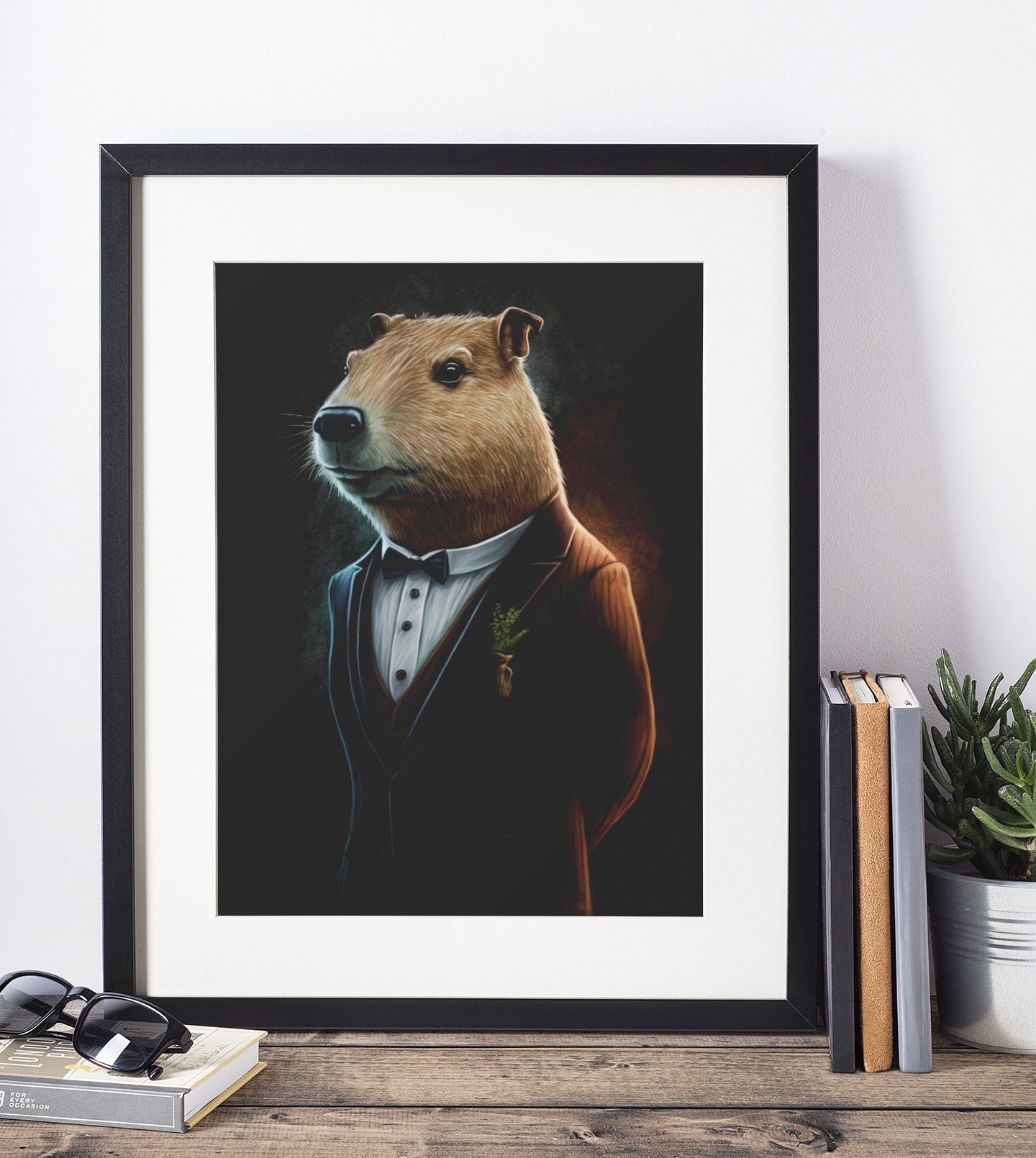 Ritratto di un capibara in smoking, Decorazione murale animale, Poster di  Capybara, Poster murale umoristico, Ritratto divertente di animali -   Italia