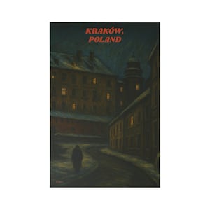 Cartões postais de Cracóvia, Polônia, com paisagens noturnas - Conjunto de 7, Papelaria artística, Presentes de viagem exclusivos, Decoração vintage, Arte colecionável