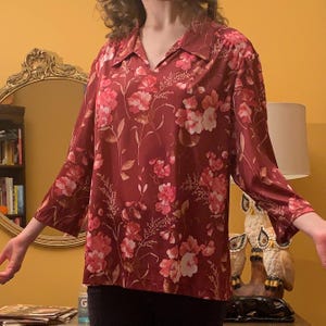 Vintage 70s Pink Floral Haband Shirt | 1970s Shirt