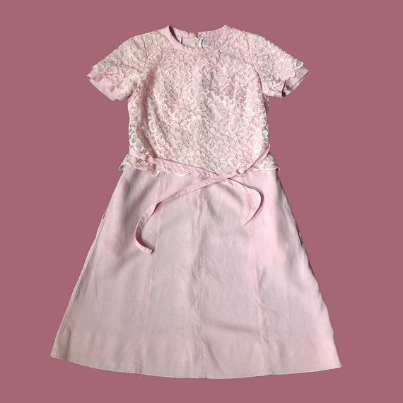open lace back dress Vintage 1960s Candy Pink Beaded Mini Dress – ALEXANDRA-KING main image 0