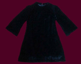 Vintage 1960s Black Velvet Mini Dress