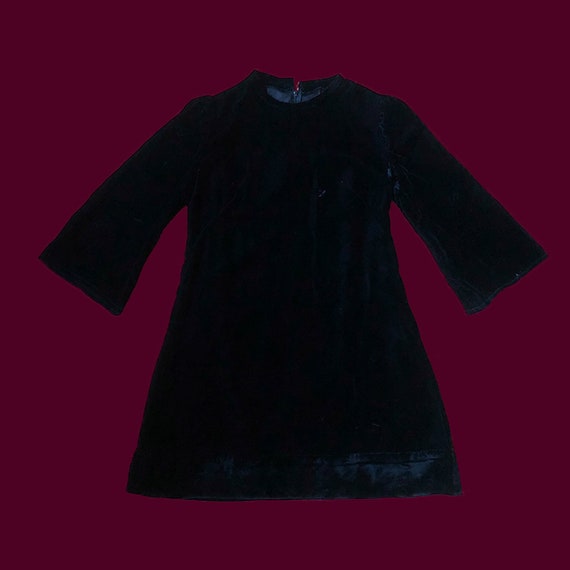Vintage 1960s Black Velvet Mini Dress - image 1