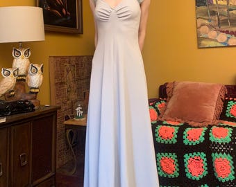 Vintage 70s Gray Maxi Dress | 1970s Formal Dress