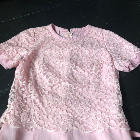 Vintage Lacy Pink 60s Mini Dress - image 3