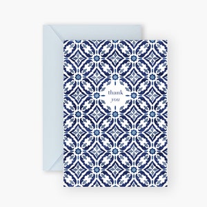 Handgedrukte "Thank You" Portugese tegels geïllustreerde wenskaart / wenskaart voor haar / wenskaart voor hem / stijlvolle wenskaart