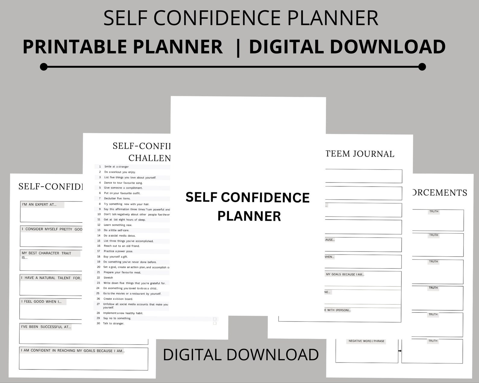 Printable Self Confidence Planner | Self Care Worksheet Digital ...