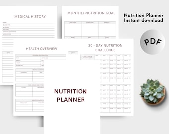 Nutrition Planner, Fitness Nutrition Planner, Weight Loss Eating Planner, Fitness Planner