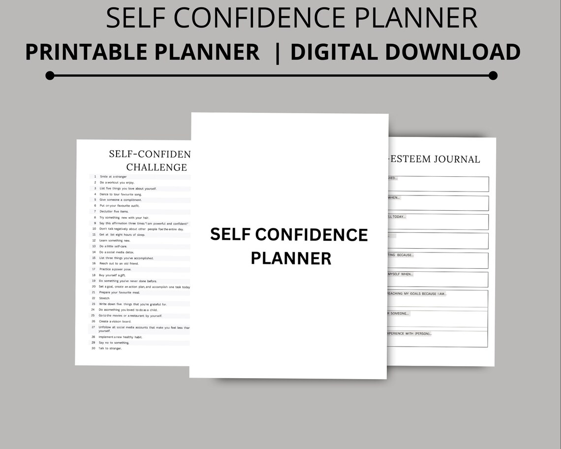 Printable Self Confidence Planner Self Care Worksheet Digital Wellness ...