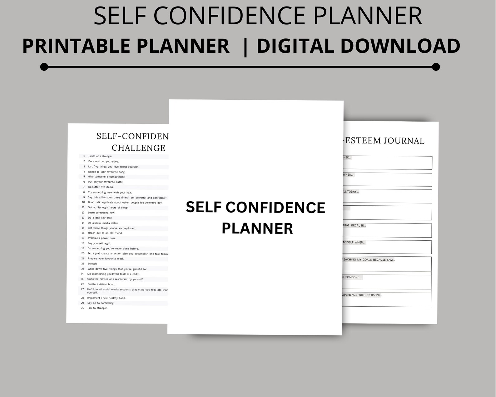 Printable Self Confidence Planner | Self Care Worksheet Digital ...