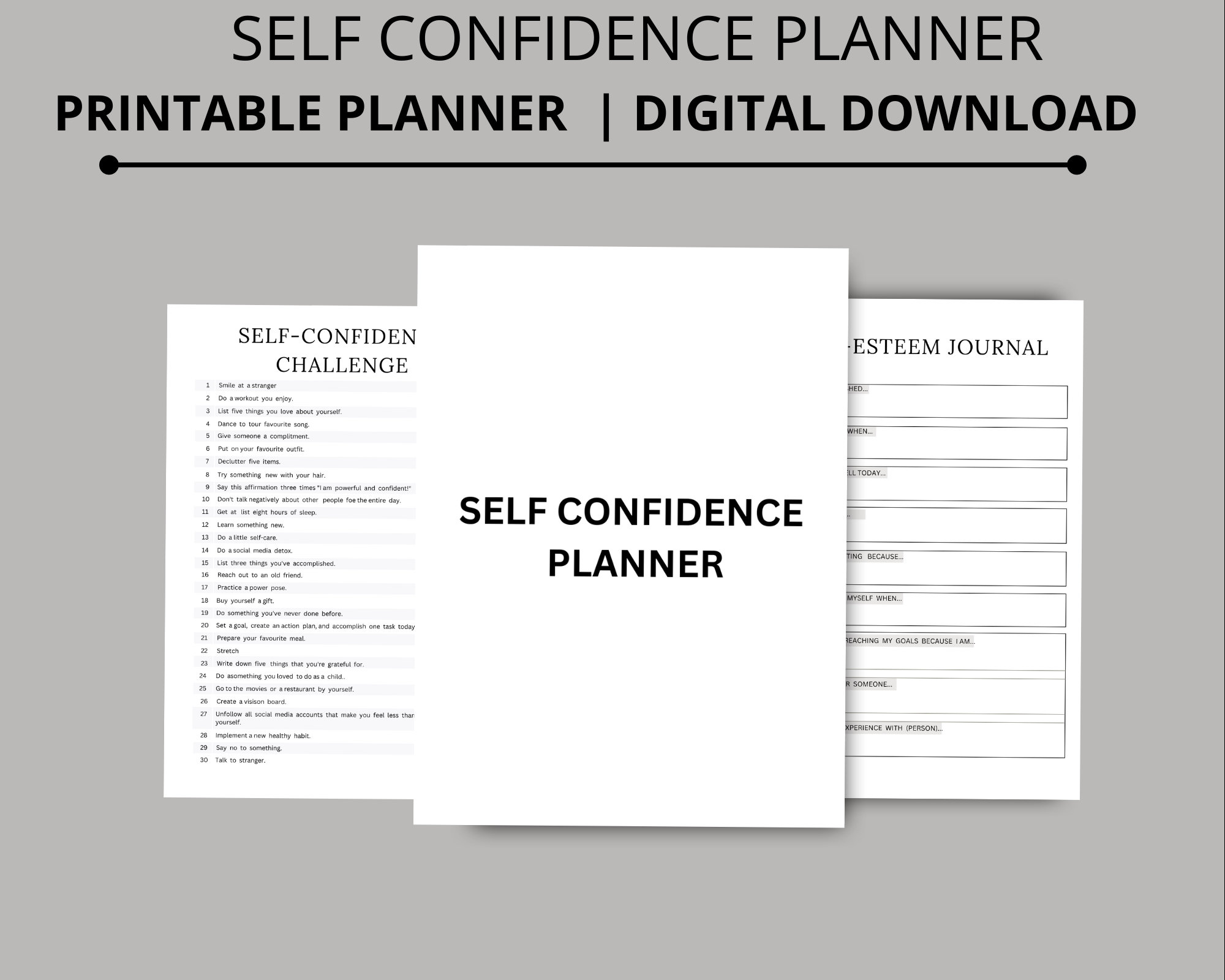 Printable Self Confidence Planner | Self Care Worksheet Digital ...