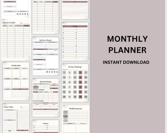 Monthly Overview Printable Template, Month at a Glance, Monthly Planner, Monthly Printable Insert