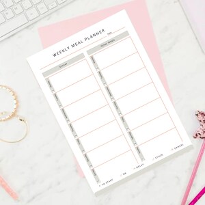 Printable Meal Planner, PDF Printable Menu Planner,  Instant Download