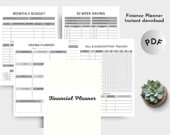 Finance Planner Bundle | Digital PDF, Fillable | Budget Tracker Bundle | Savings Tracker, Budget, Bill Tracker, Spending, Expenses