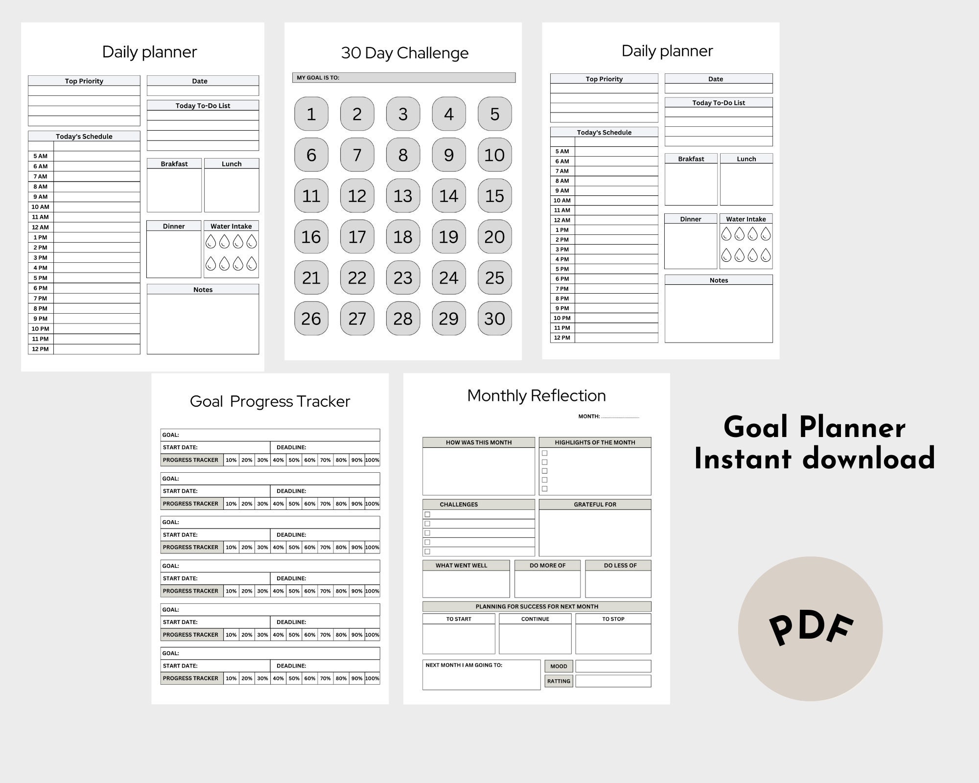 Goal Planner/ Printable Planner/ Minimalist Journal/ Goal Setting - Etsy