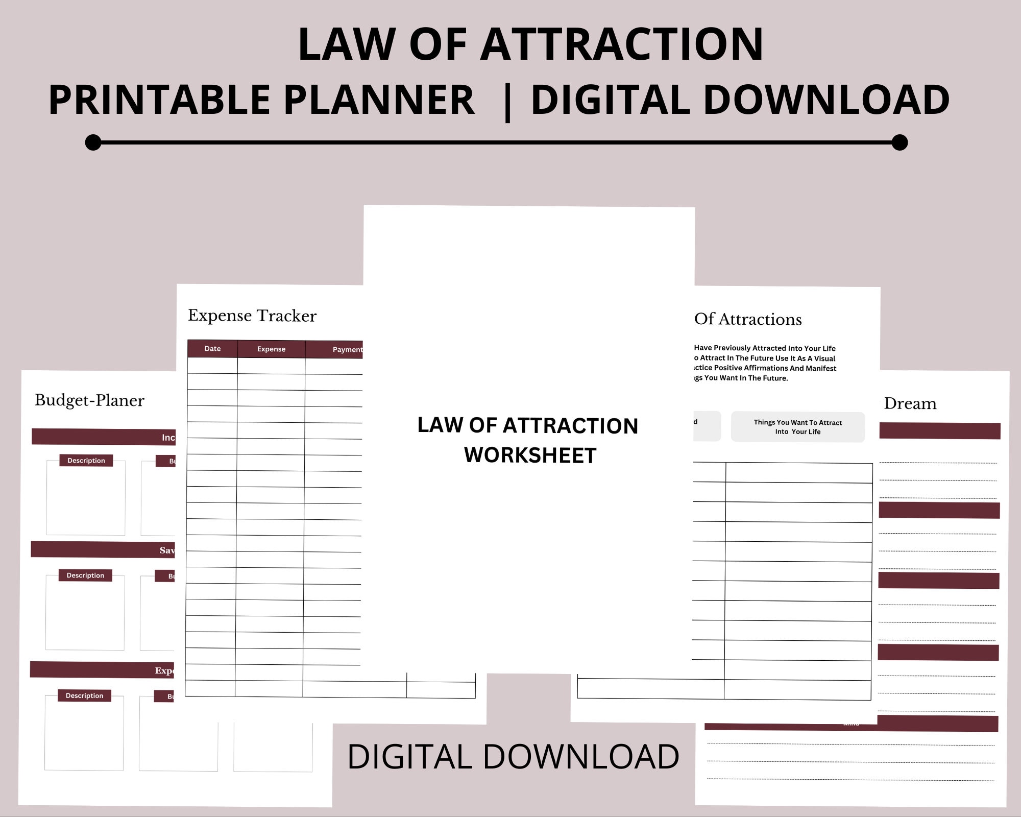 Law of Attraction Planner 2024 - Deluxe Weekly, Monthly Planner, een reis van 12 maanden om productiviteit en geluk te verhogen - Life Organizer, Gratitude Journal en Stickers, A5