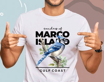 Wonders of Marco Island - BlueJay T Shirt, summer tees, cotton t shirts, beach Marco Island.