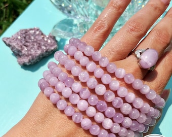 Lilac Kunzite Bracelet | Handmade Crystal Bracelet | Premium AAA Grade Kunzite 6-7mm | Purple Crystal Bracelet | One Bracelet