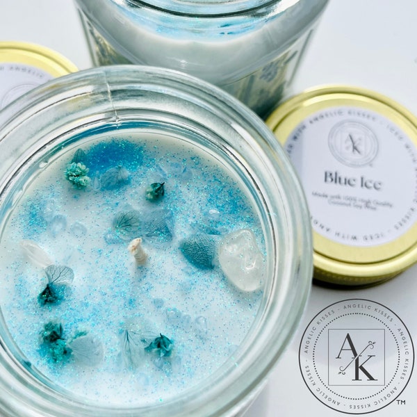 Blue Ice Candle | Sea Salt and Orchid Candle | Mason Jar Candle | Hand Poured Candle | Sea Salt Candle | Blue Candle