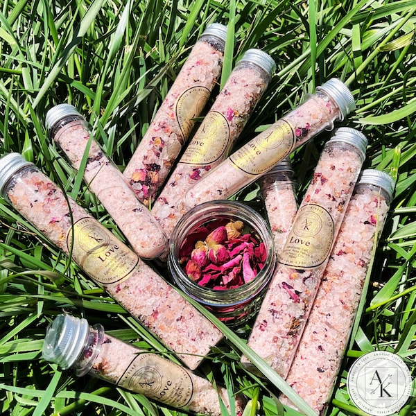 Love Bath Salt Tube | Luxury Rose Bath | Love Bath Ritual | Egyptian Roses | All Natural | Energy Healing | Spa Gift | Botanical Apothecary