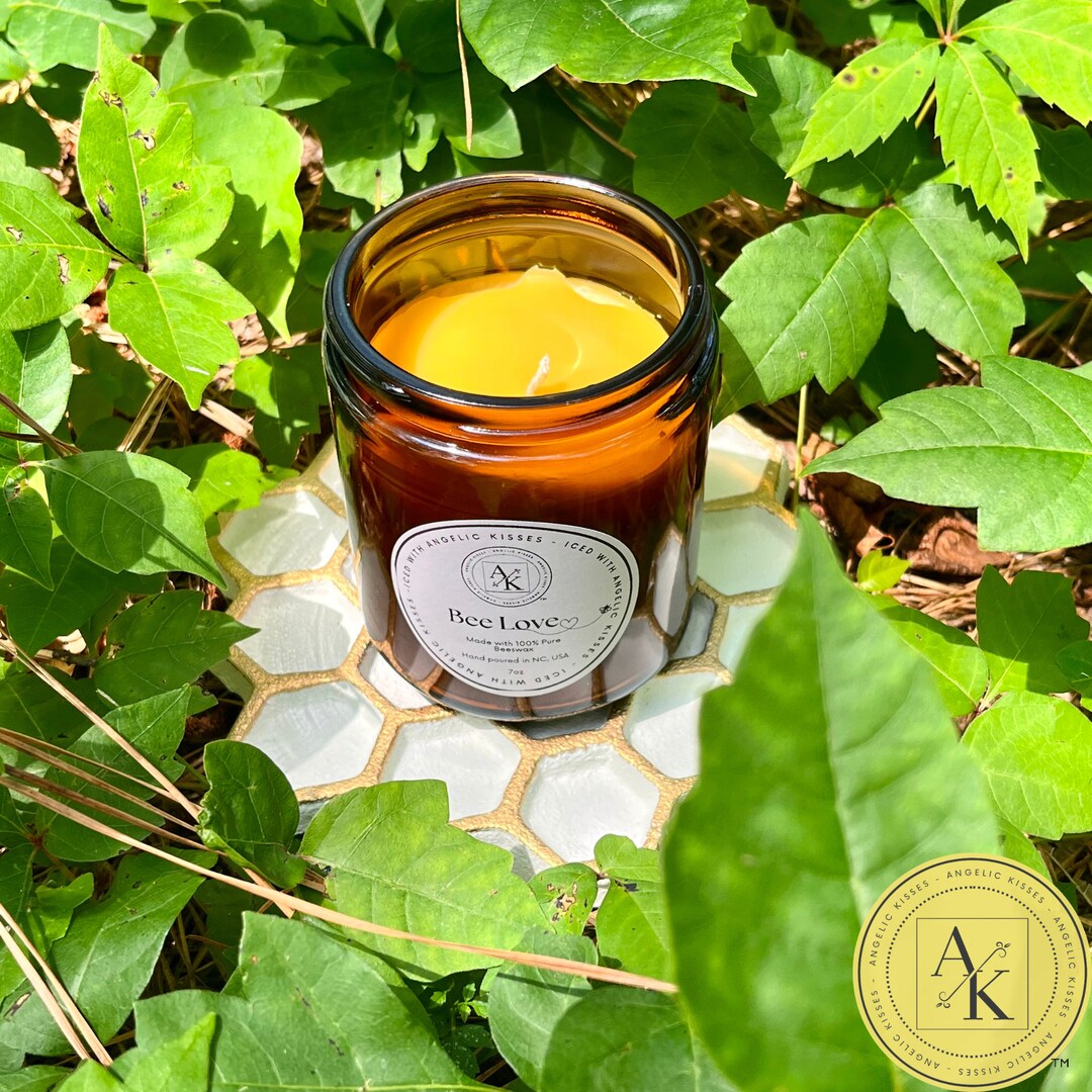 Pure Beeswax Candle Amber Jar Candle Nontoxic Candle Clean Burning