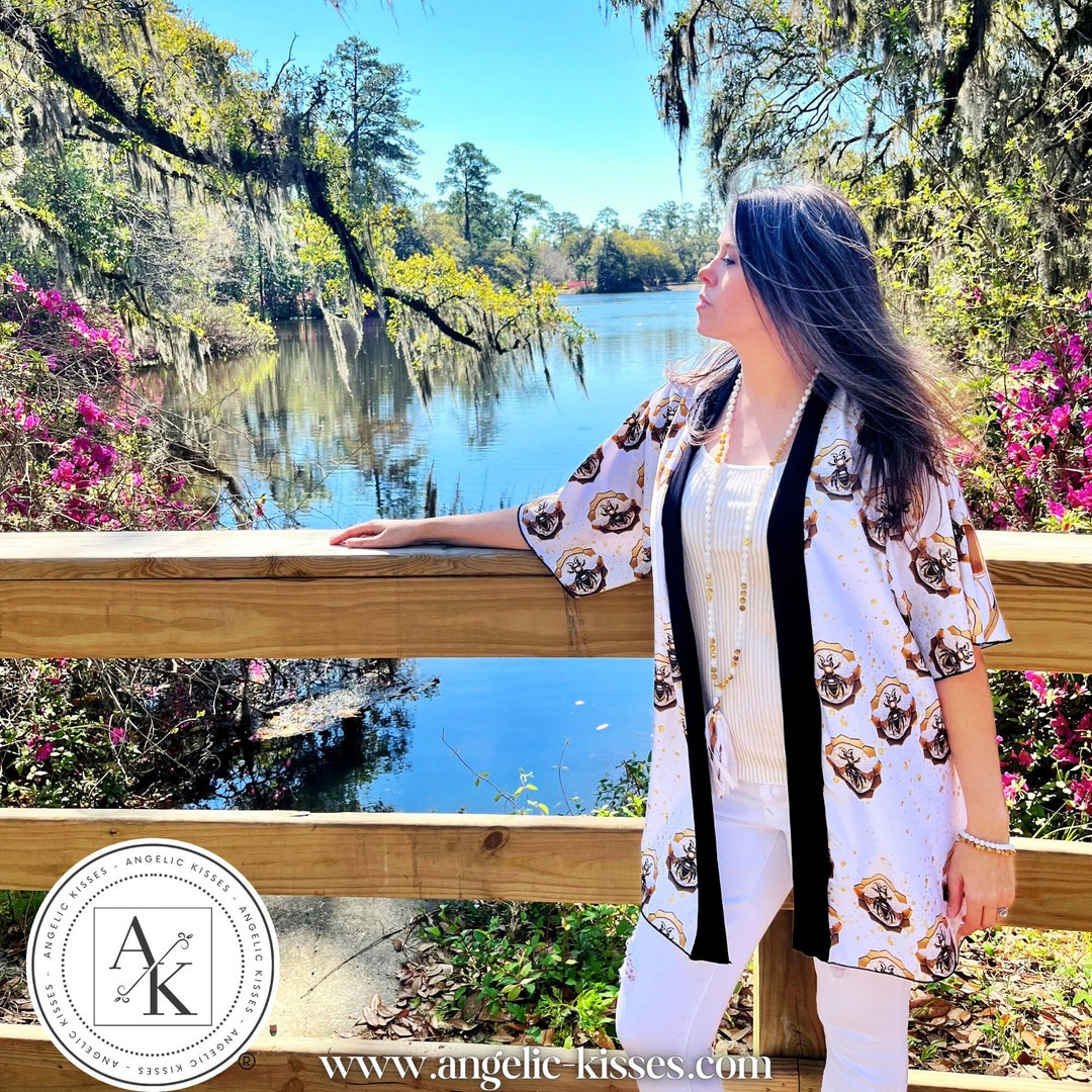 Bee Angel Kimono Robe | Hand Sewn | Silk Twill or Silky Knit | Queen ...