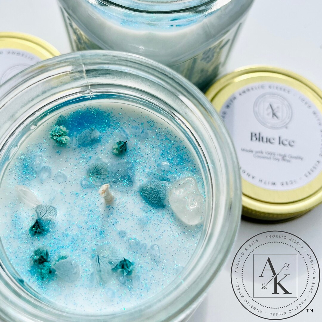 Blue Ice Candle Sea Salt and Orchid Candle Mason Jar Etsy
