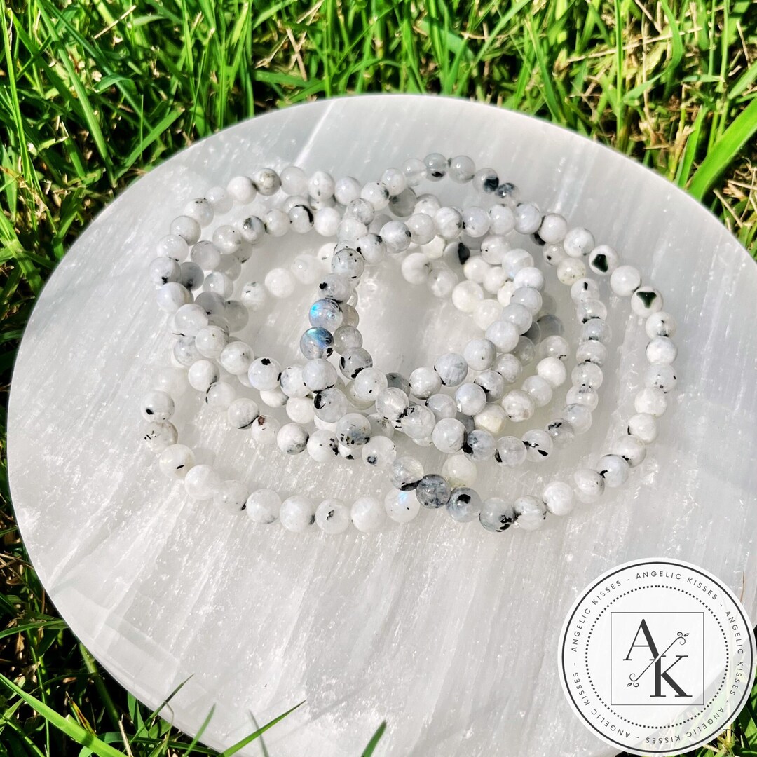Moonstone Bracelet 6mm Divine Feminine Jewelry Rainbow Moonstone Infused and Charged Crystals