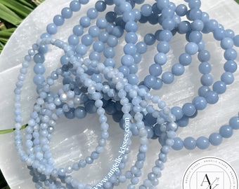 Angelite Bracelet | AAA 6mm or 4mm 7.5" Stretch | Hand Made Jewelry | Angel Number 4 | Angelic Jewelry | One Bracelet