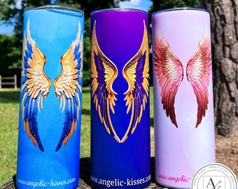 Angel Wing Tumblers | Angel Tumblers | 20oz Stainless Steel Tumbler | Dishwasher Safe | Angelic Gifts