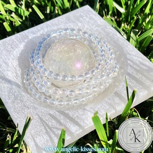 Angel Aura Quartz Bracelet | 6mm | 7.5&quot; Stretch | Premium Grade Angel Aura Crystal High Vibrational Jewelry | Angel Crystals | Angelic Gift
