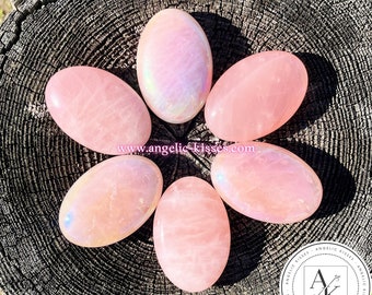 Rose Quartz Palm Stone | Angel Aura Rose Quartz Palm Stone | Love Crystals | Healing Palm Stones | Worry Crystals | Angelic Crystals