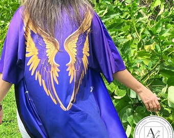 Violet Angel Wing Kimono Robe | Handsewn | Violet Ray Angel | Zaneta Ra Art | Transformation | Earth Angel | Limited Edition | Angel Wings
