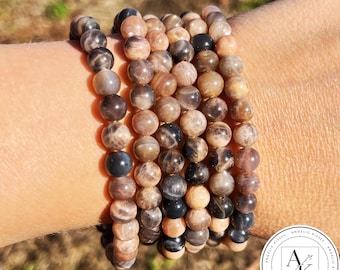 Black Moonstone Bracelet | 6mm 7.5" Stretch | Moonstone Crystals | Divine Feminine Crystals | Handmade Jewelry | One Bracelet