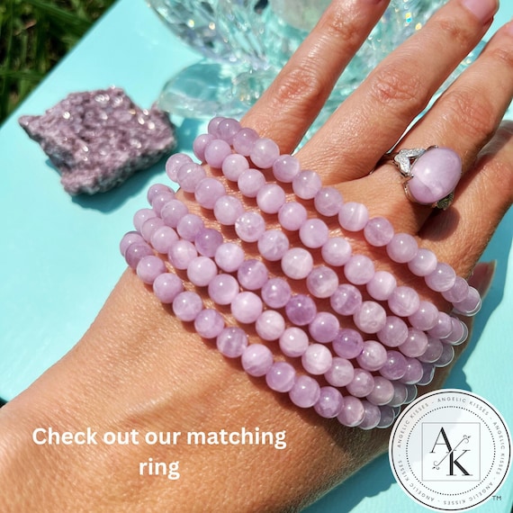 Lilac Kunzite Bracelet | Handmade Crystal Bracelet | Premium AAA Grade Kunzite 6-7mm | Purple Crystal Bracelet | One Bracelet