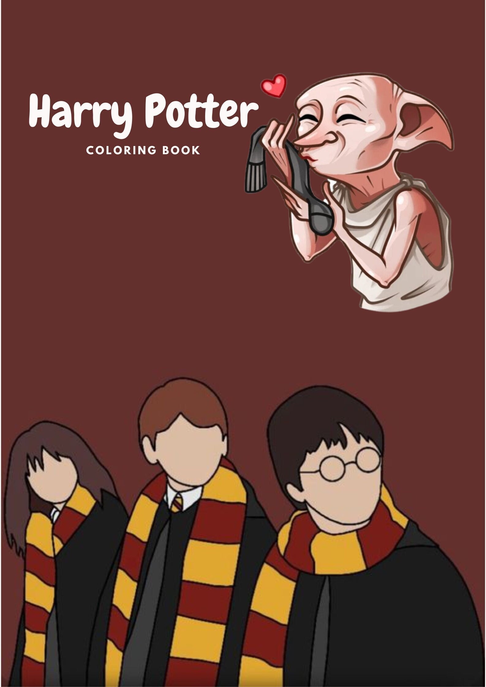 Harry, Ron et Hermione, dessinés avec le style Kawaii - Coloriage