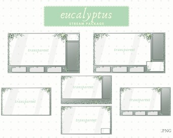 Stream Overlay Package for Twitch,  Eucalyptus Windows Theme Overlay, Aesthetic Pastel Green Color, Twitch Webcam and Cover Overlays