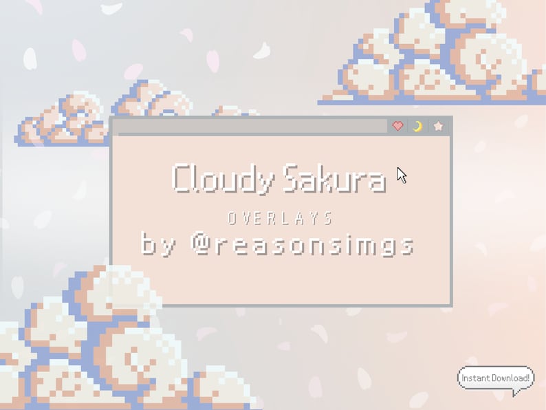 Cloudy Sakura Overlay Package for Twitch, Windows Theme, Pastel Pink ...