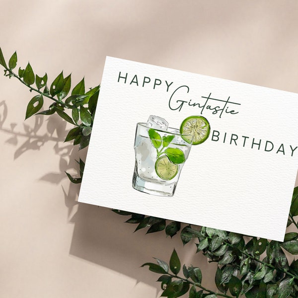 Printable Gin Birthday Card | gintastie| Folding card as a pdf file to print out yourself for gin and tonic lovers| funny birthday card