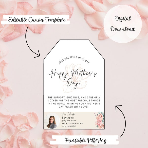 Mothers Day Real Estate Pop By Tag | Realtor Pop By | Mothers Day Pop By Tag | May Real Estate Marketing | Client Appreciation | Pop-By Idea