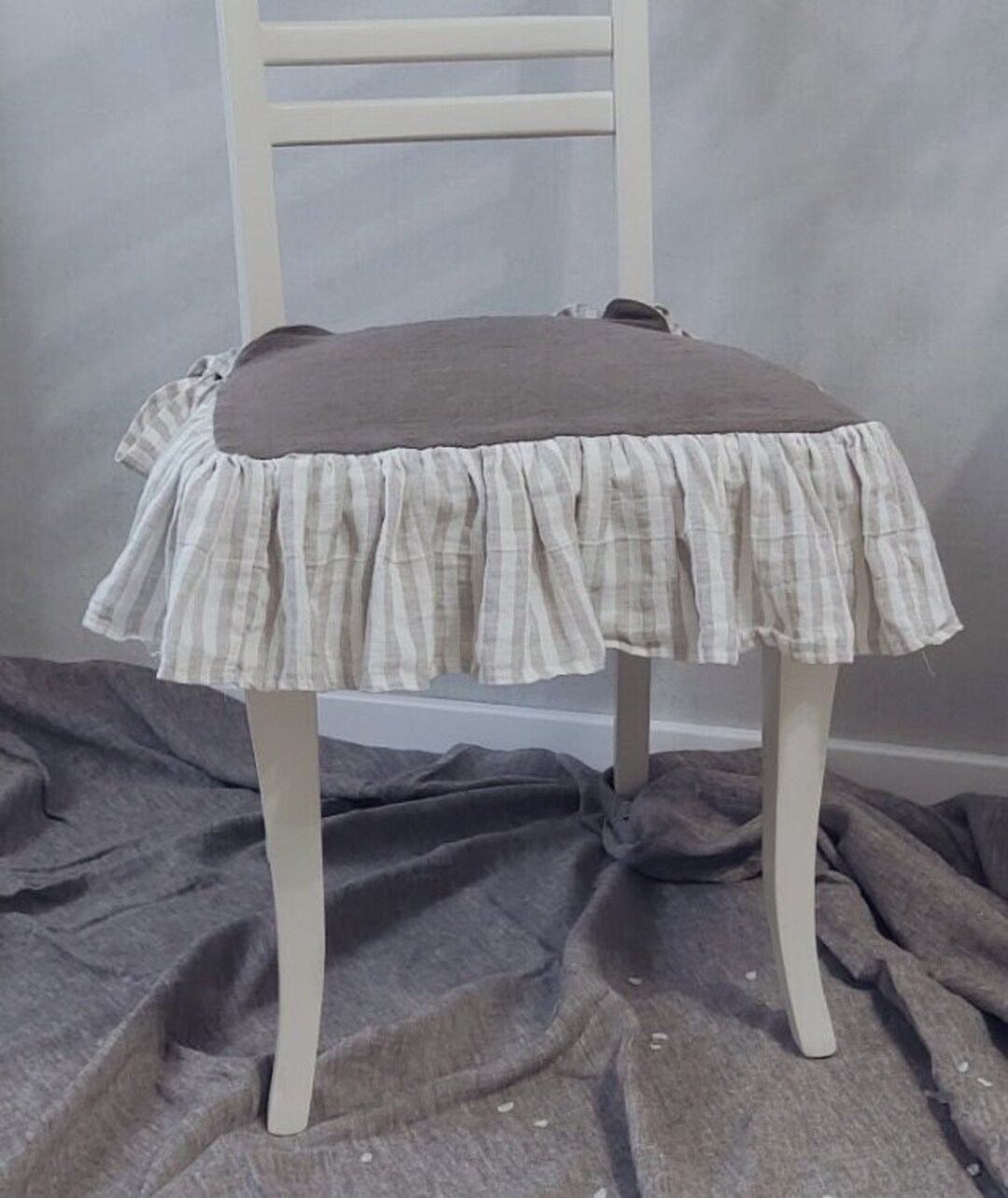 Ruffled Linen Dining Chair Covers Slipcover Farmhouse Etsy