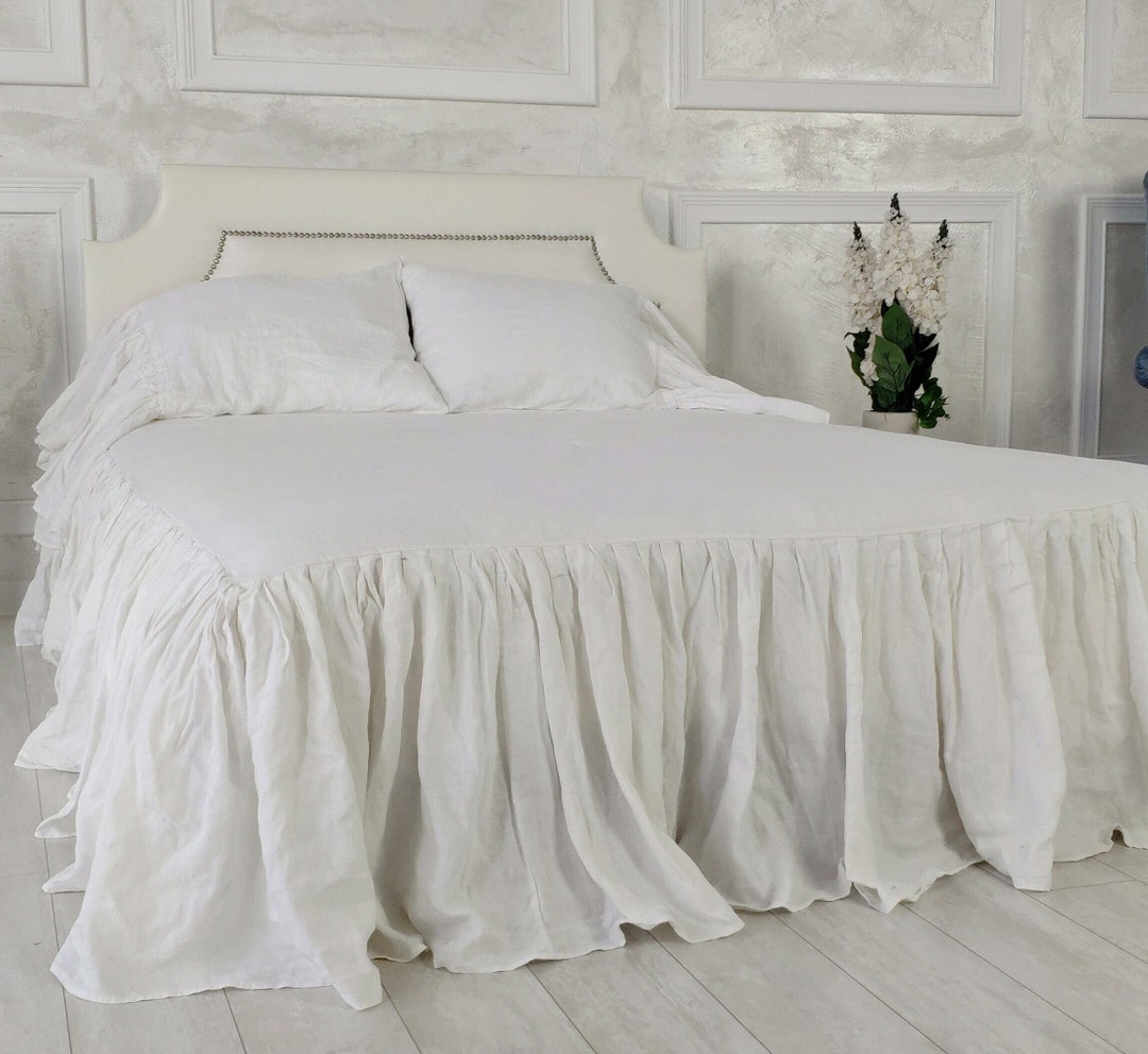 Linen Bed Skirt Dust Ruffle Custom Sizes for Bed Dust Etsy