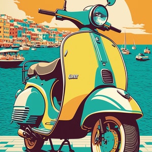 Vespa Digital Pop Art Print (3)